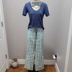 Victoria's Secret The Mayfair Tee-jama Blue Pineapple Print Sz S